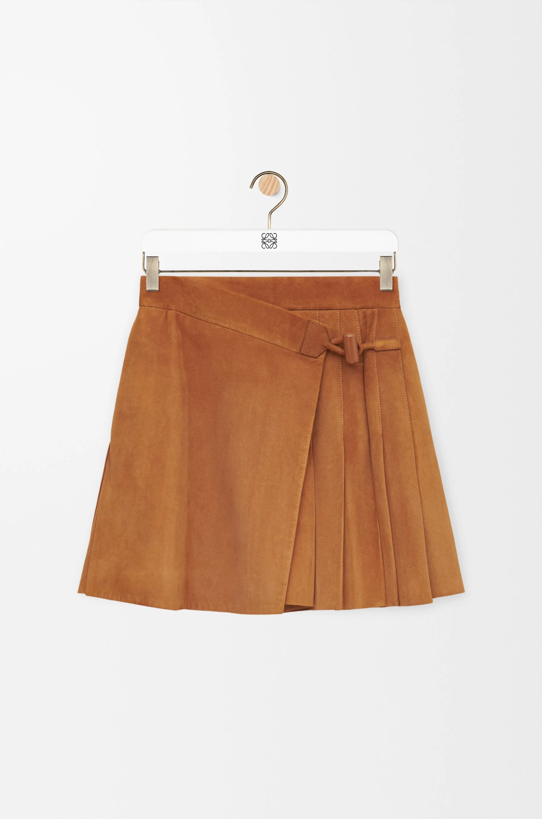 Pleated mini skirt in suede lambskin - 1