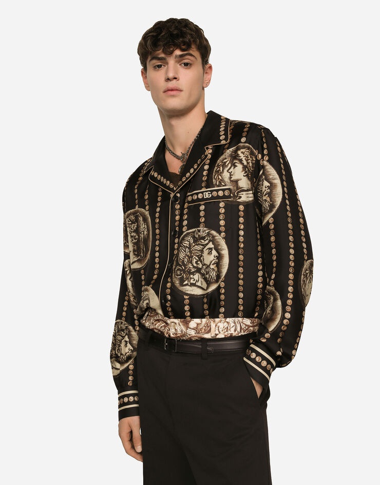 Coin print silk twill shirt - 4