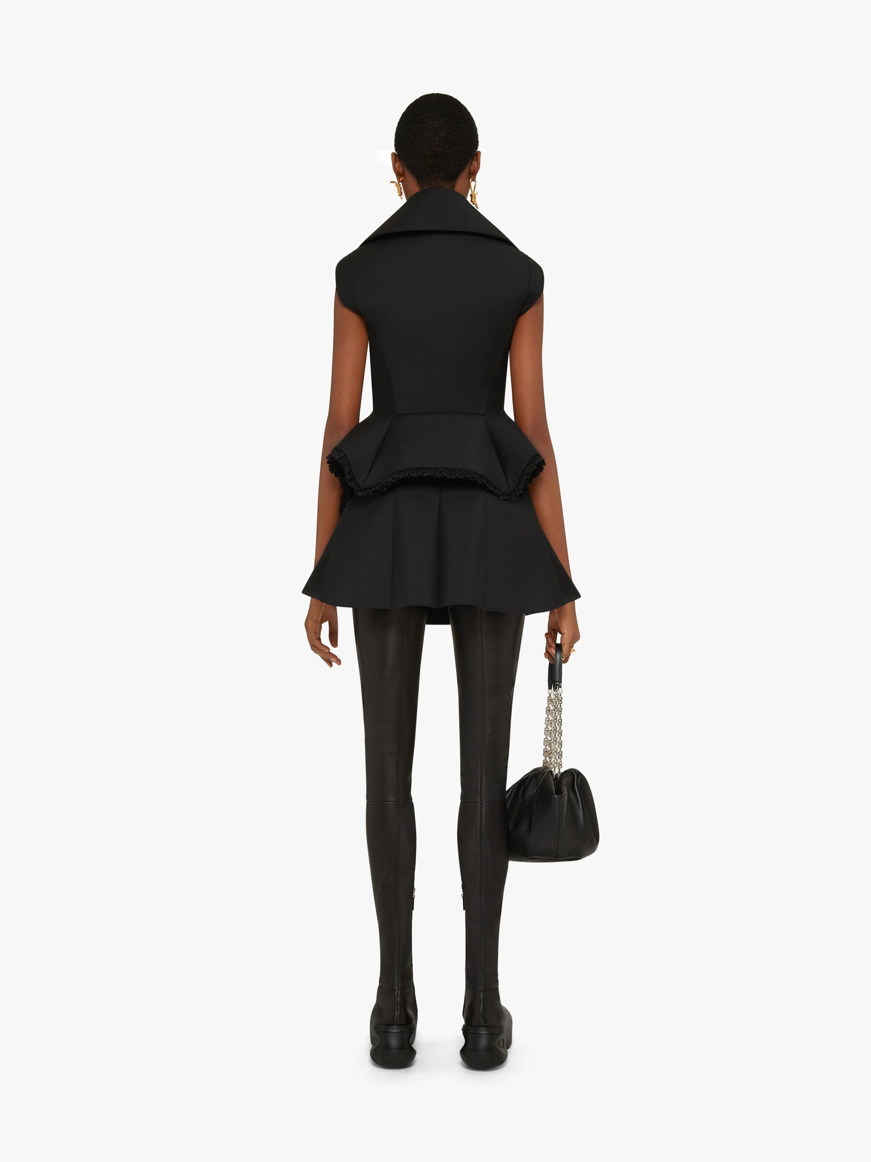 SKIRT IN WOOL WITH APRON EFFECT - 4