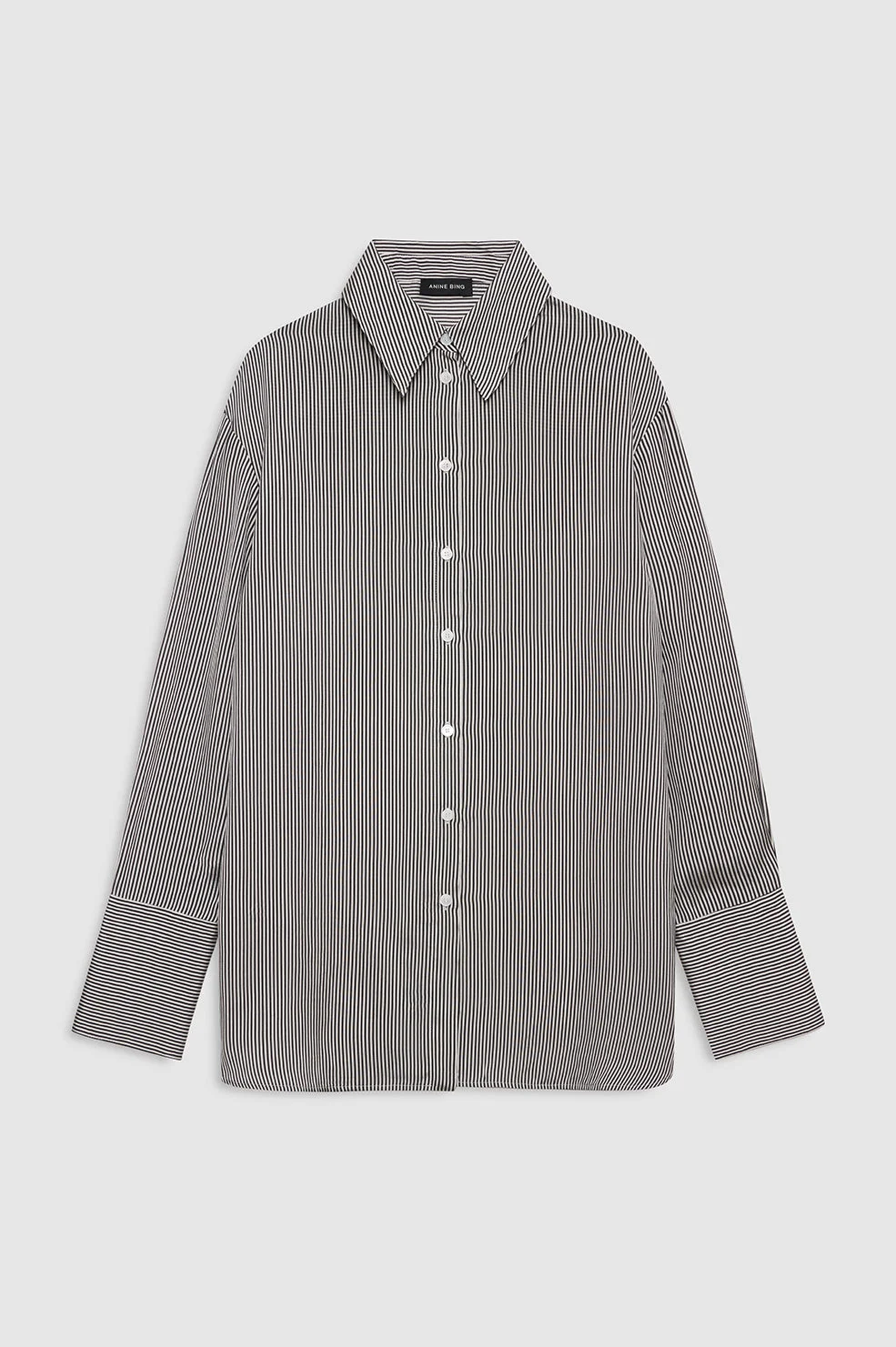 Bridget Shirt - White And Black Mini Stripe - 1