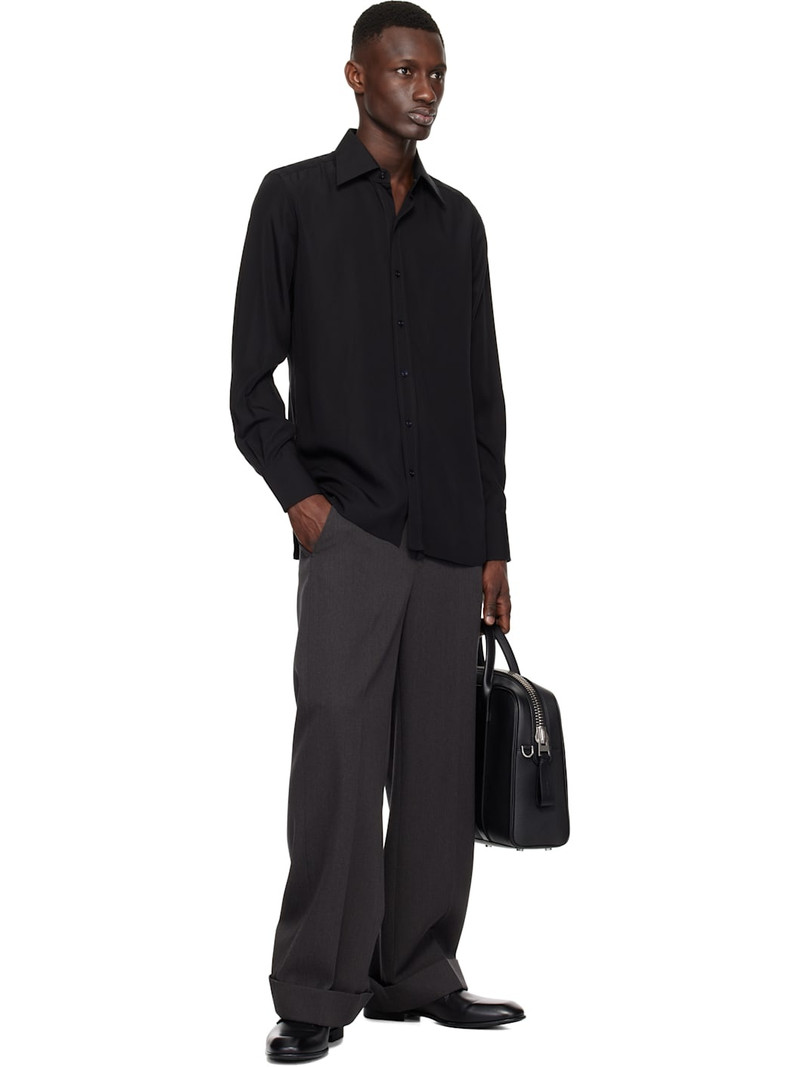 TOM FORD Black Lightweight Lyocell Slim Fit Shirt outlook