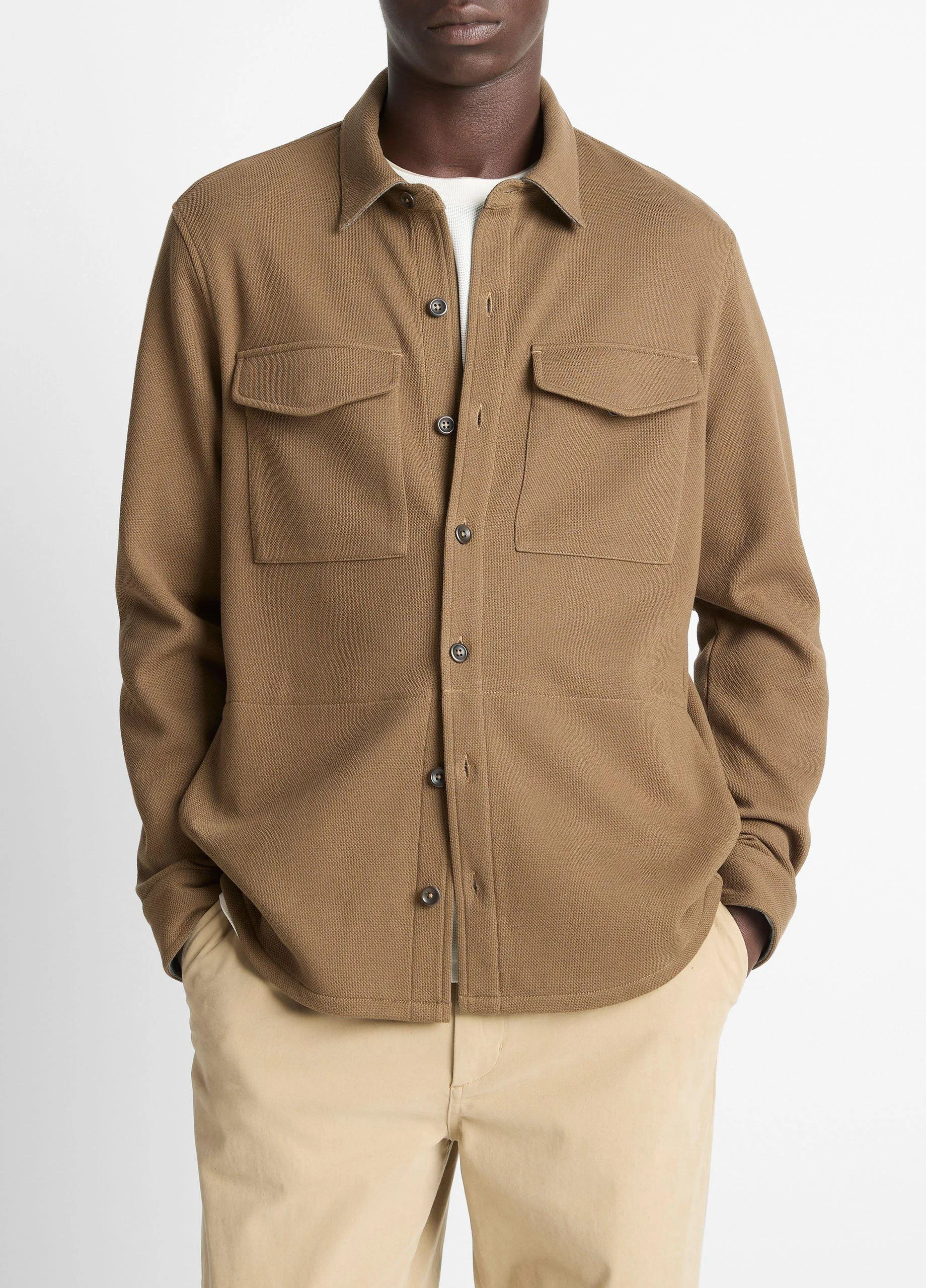 Double-Knit Cotton-Blend Piqué Shirt Jacket - 1