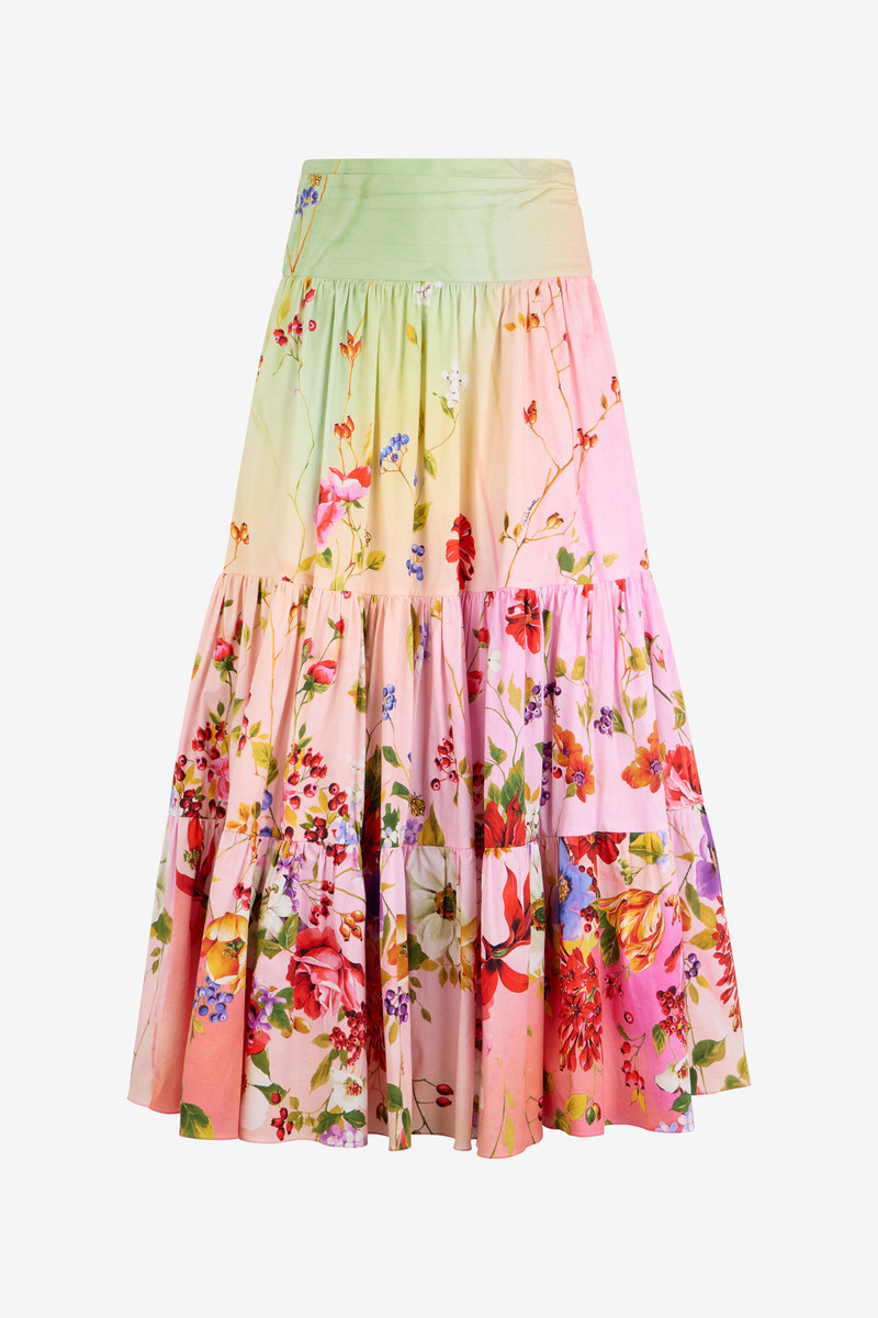 Midi Skirt with Miami Flowers Print 1