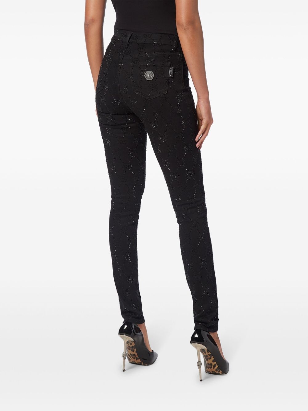 monogram high-waisted jegging trousers - 4