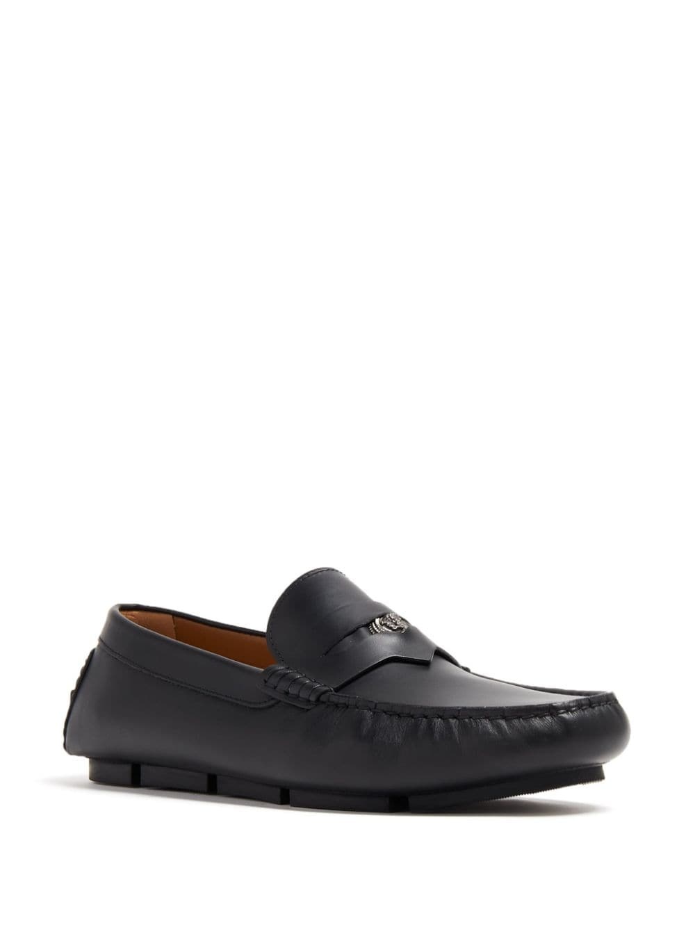 Medusa-plaque leather loafers - 2