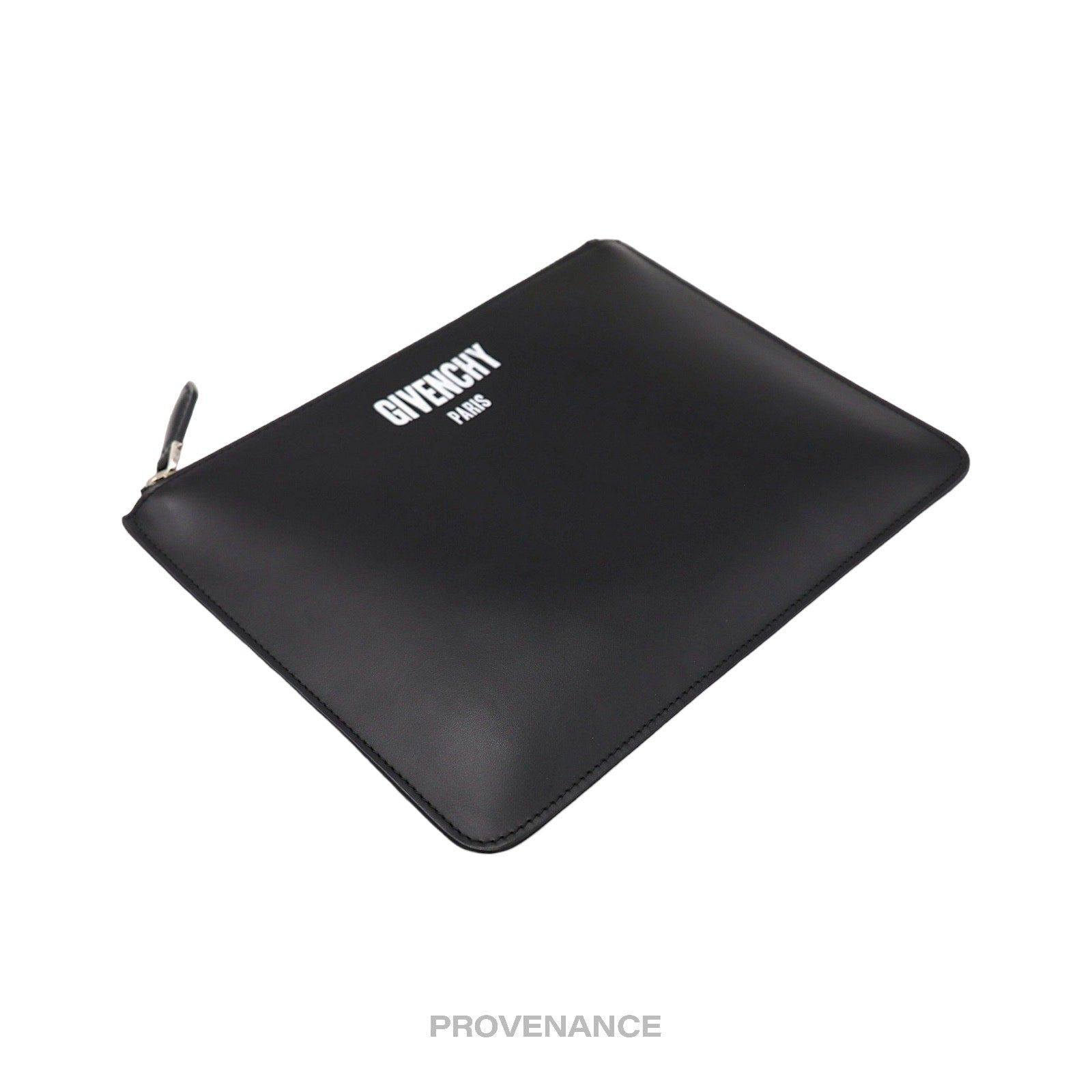 Givenchy Logo Zip Pouch Clutch Bag - Black Leather - 4