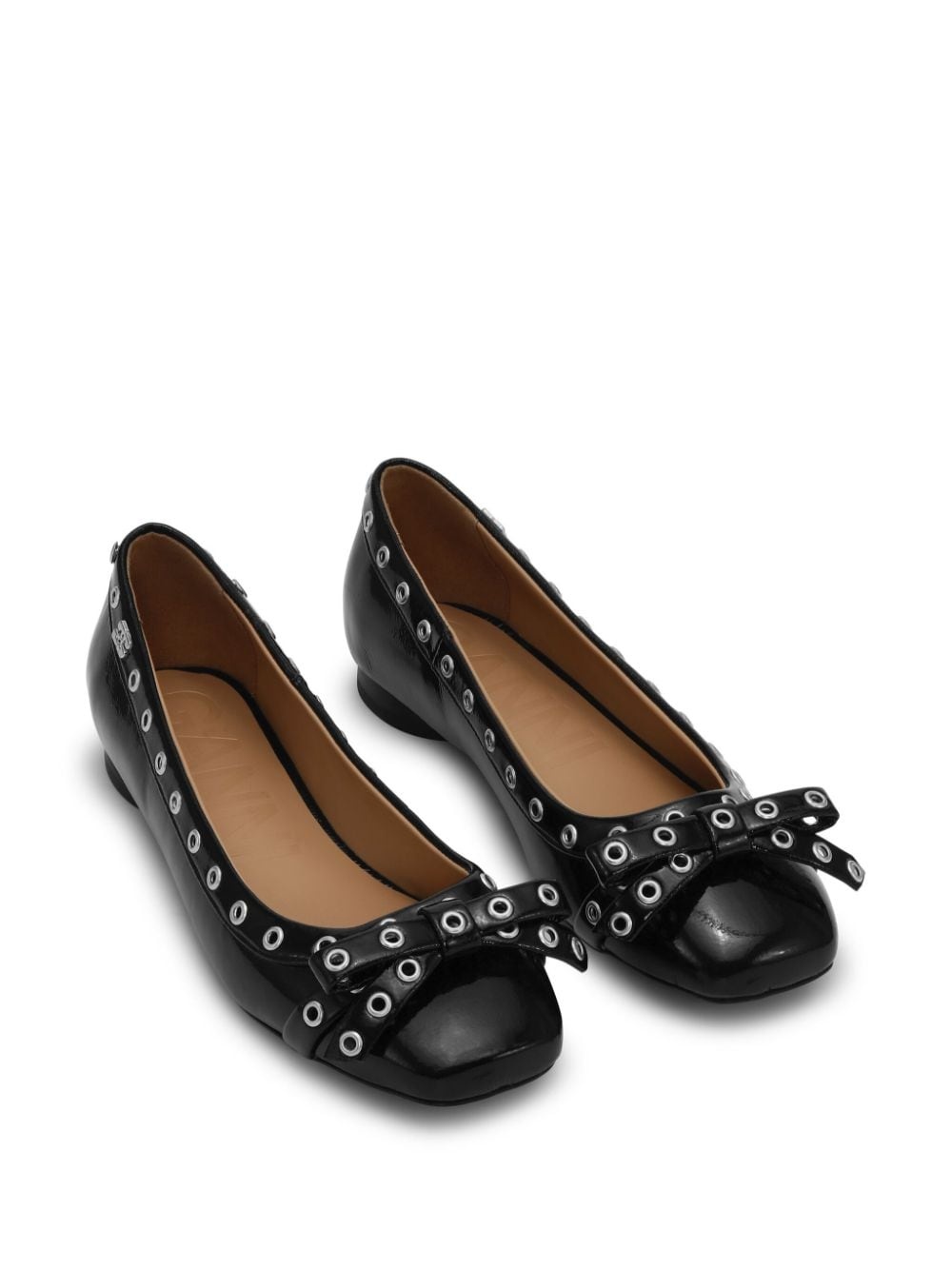 eyelet-detail bow ballerina shoes - 2