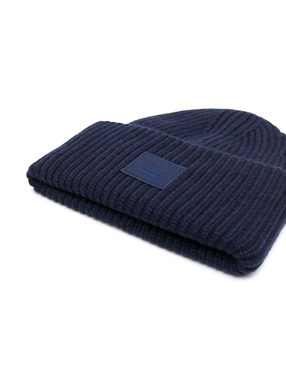 face-patch knitted beanie - 2