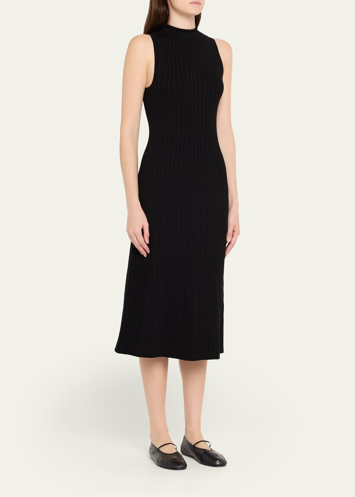 Sleeveless Cable-Knit Midi Dress - 4