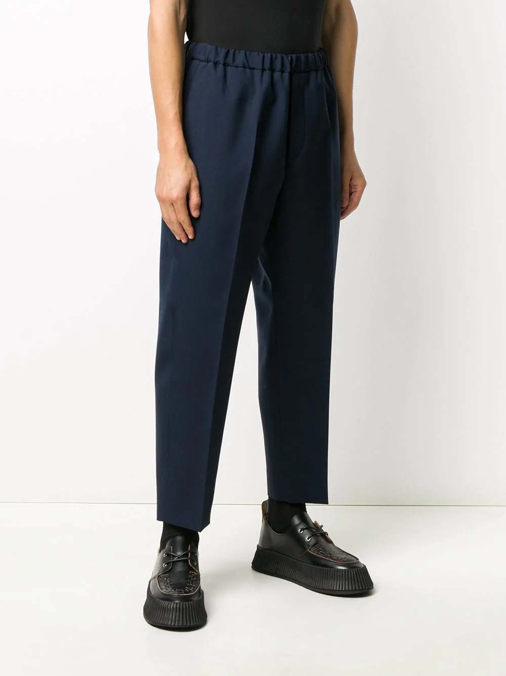 elasticated waist tapered trousers - 3