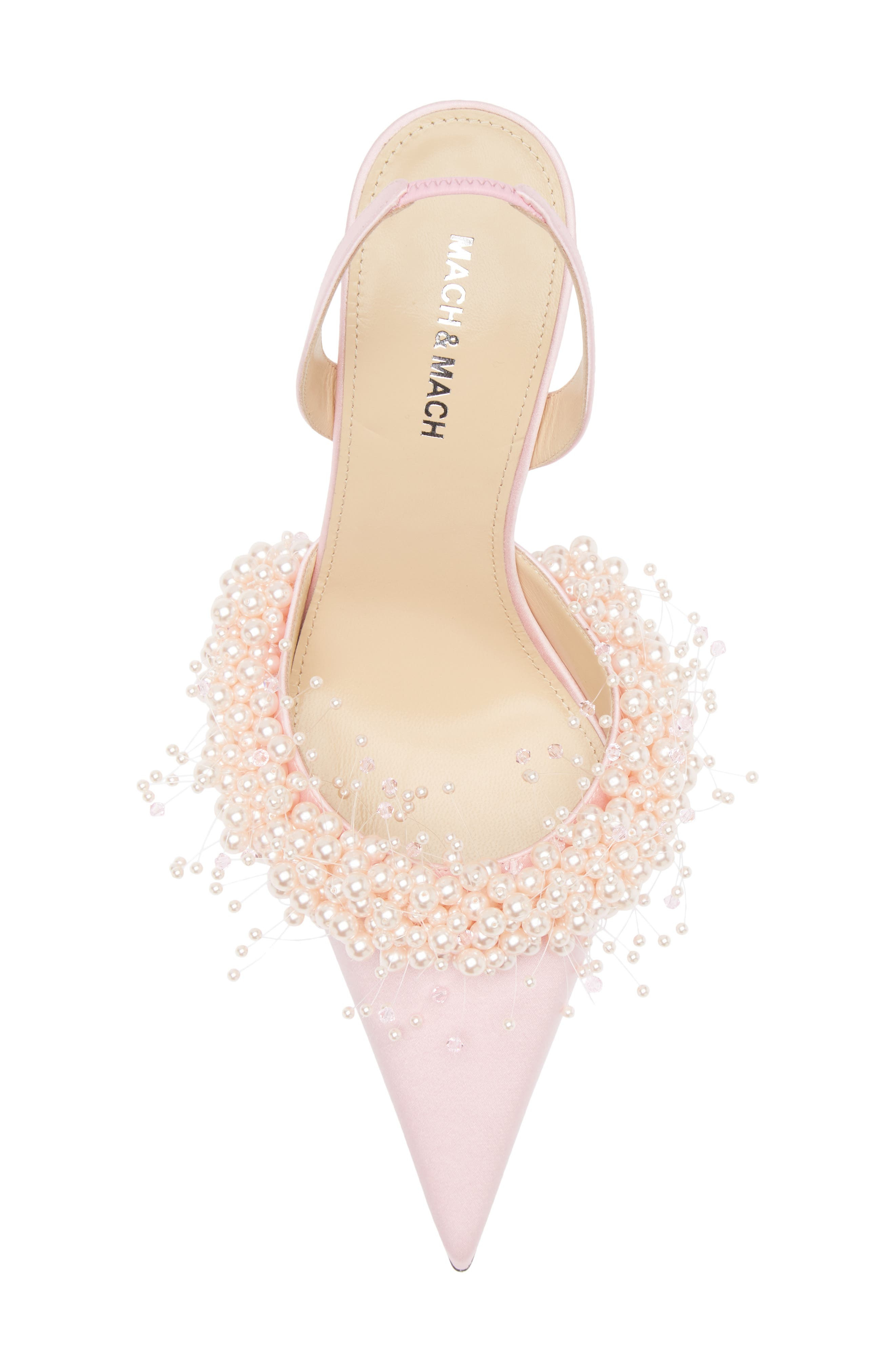 Mach & Mach Floating Faux Pearl Slingback Pump in Pink at Nordstrom - 5