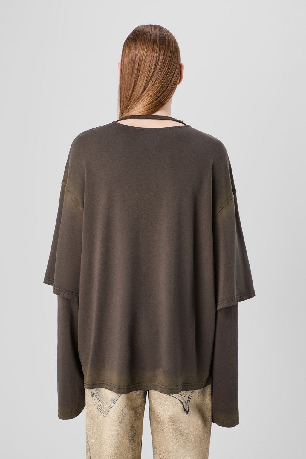 Faded black organic cotton long sleeve T-Shirt - 3