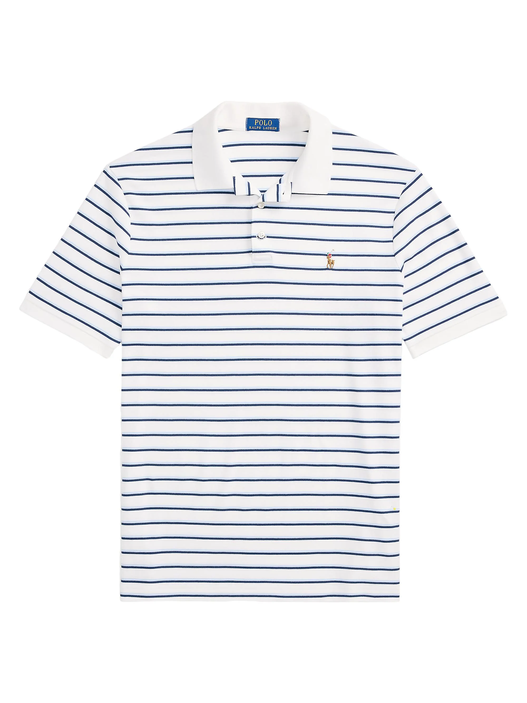 Men's Classic-Fit Striped Soft Cotton Polo Shirt - White Multi - 1