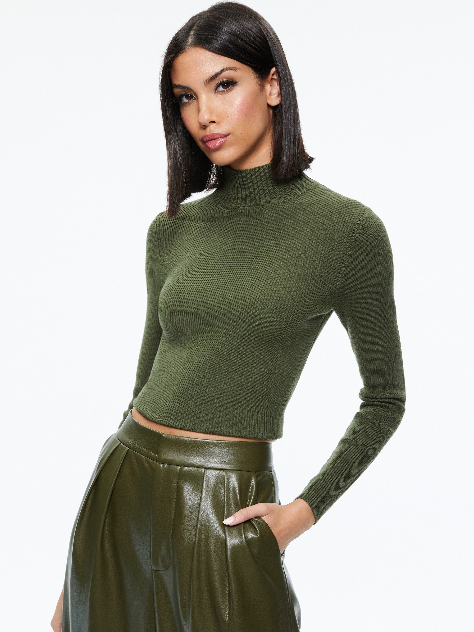 SENAIDA CROPPED MOCK NECK PULLOVER - 1