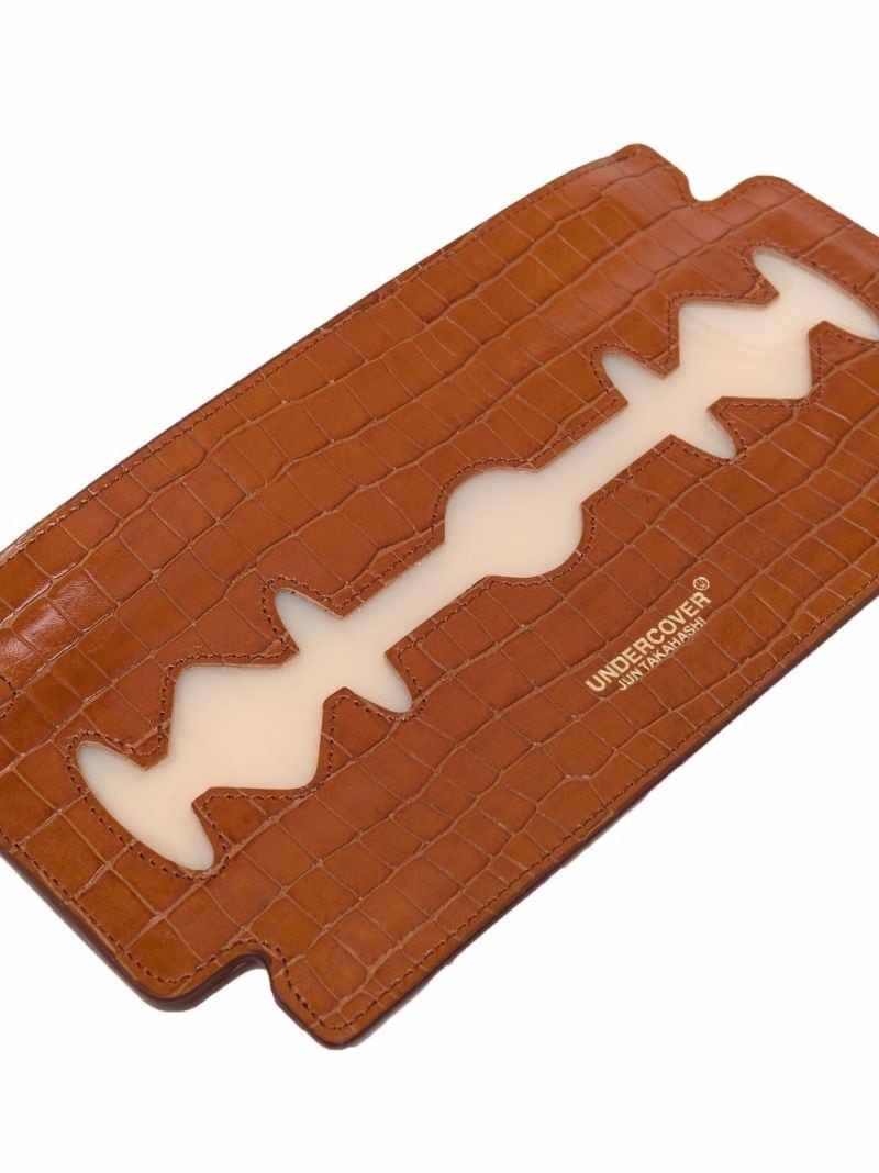 Blade crocodile-effect clutch bag - 4