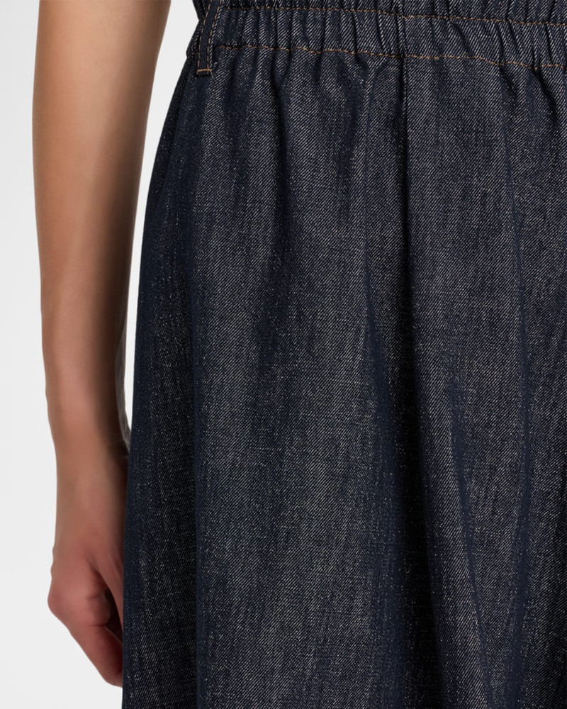 Asymmetric Metallic Denim Midi Skirt 5