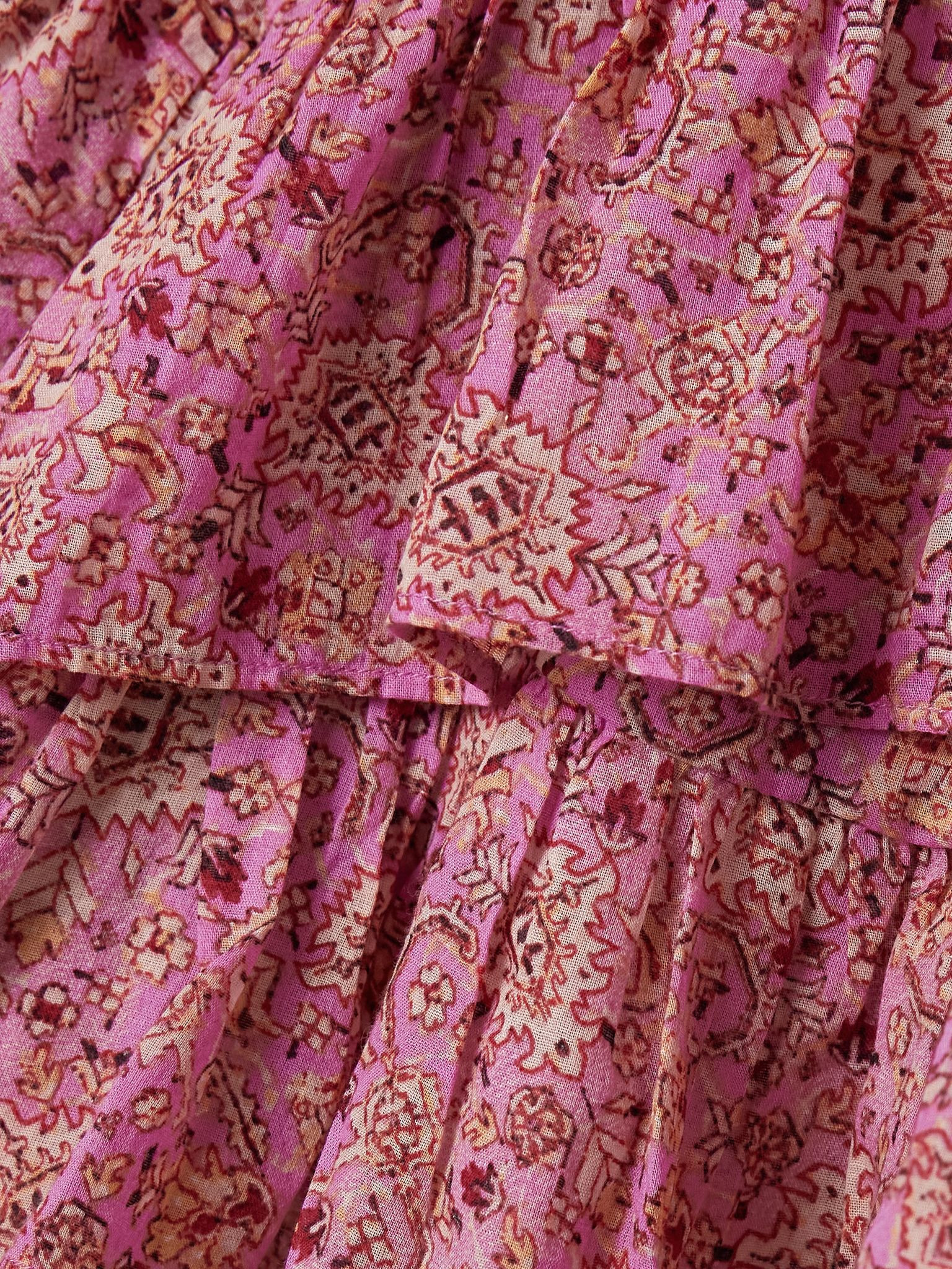 Jocadia tiered ruffled printed cotton-gauze shorts Pink - 5