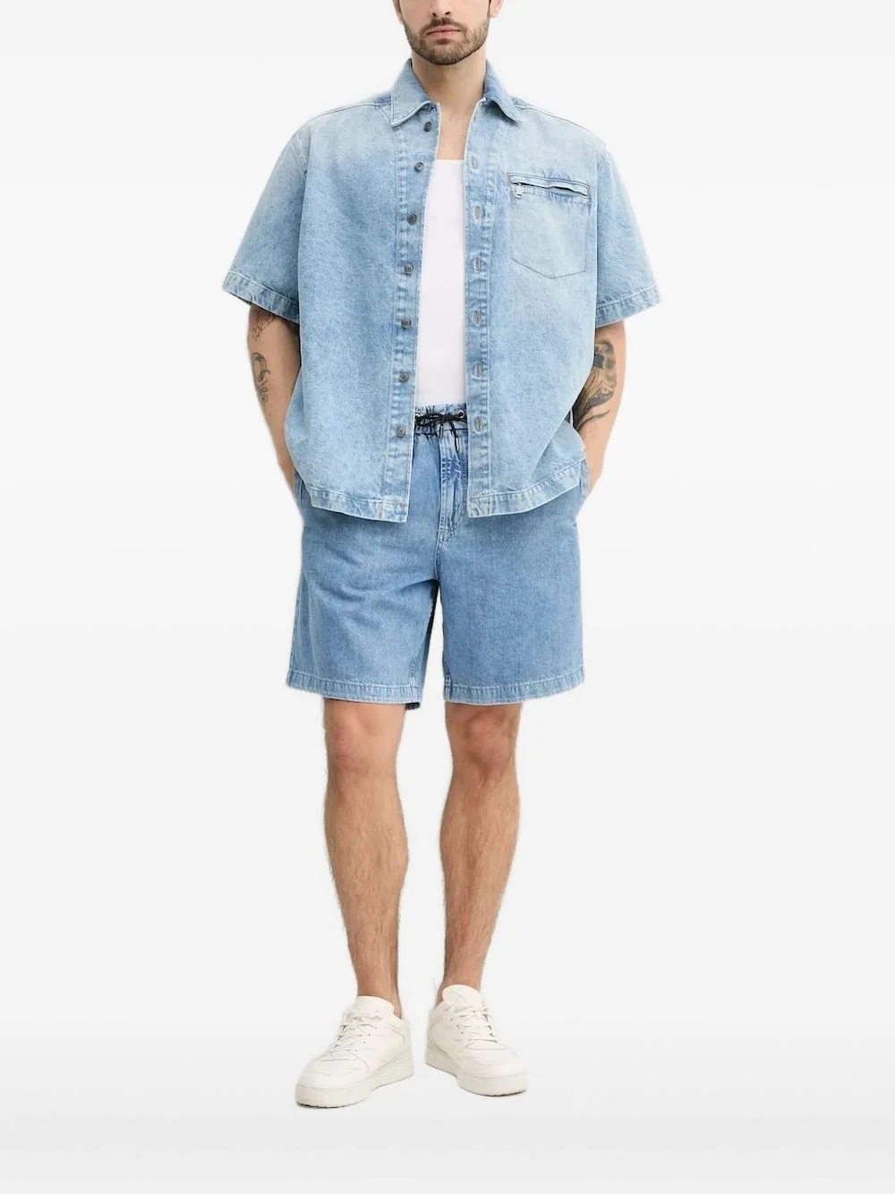 short-sleeve button-fastening shirt - 1