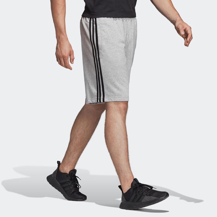 Men's adidas Stripe Logo Training Knit Casual Sports Shorts Gray DU7831 - 6