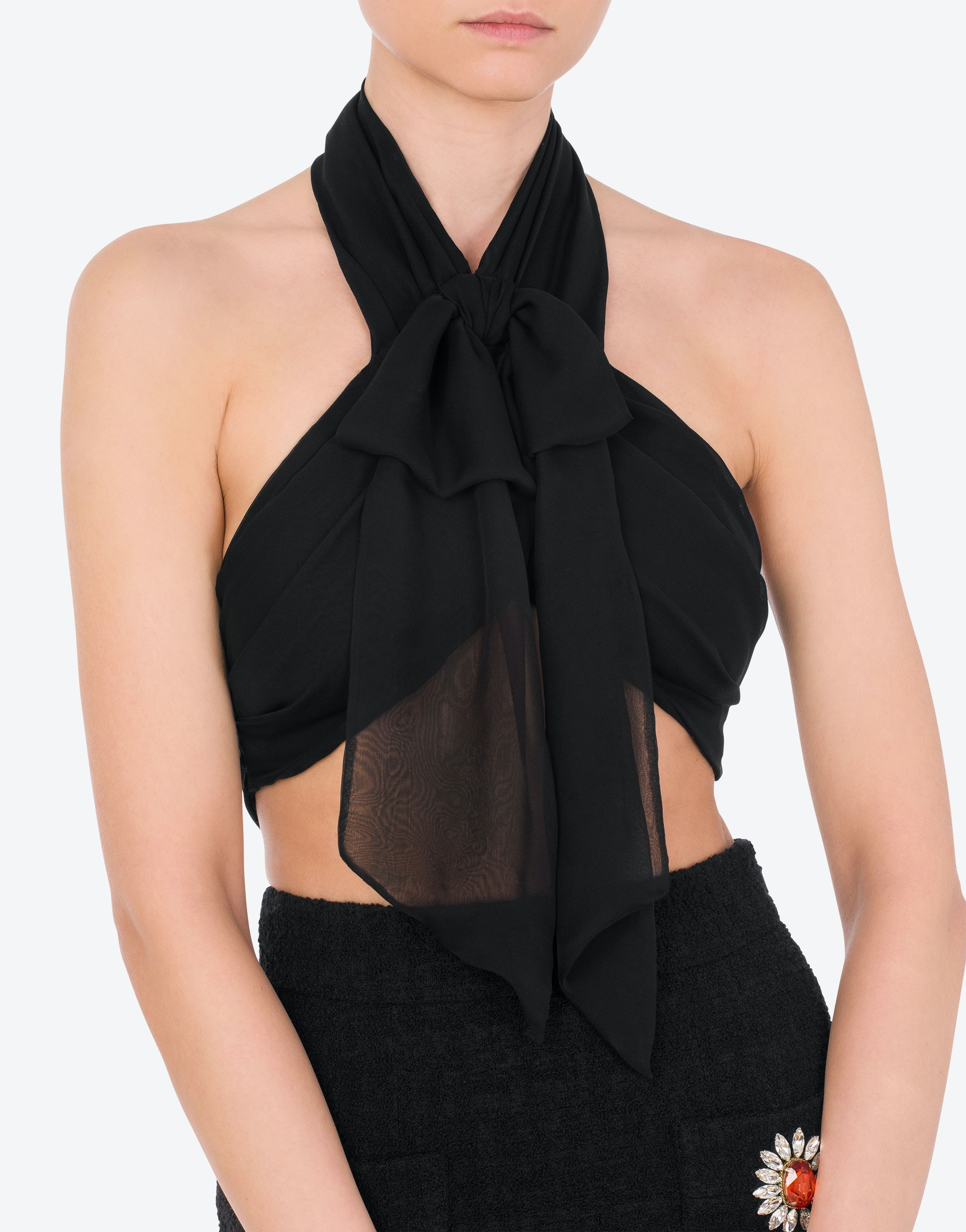 CHIFFON CROP TOP WITH BOW - 4