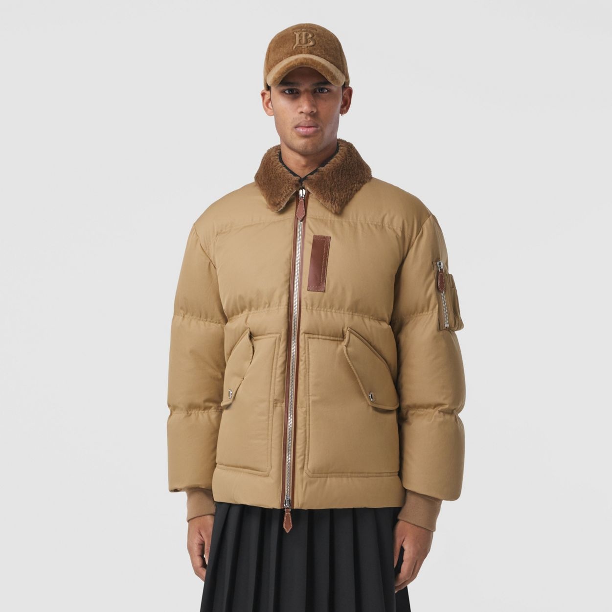 Shearling Collar Cotton Gabardine Puffer Jacket - 8