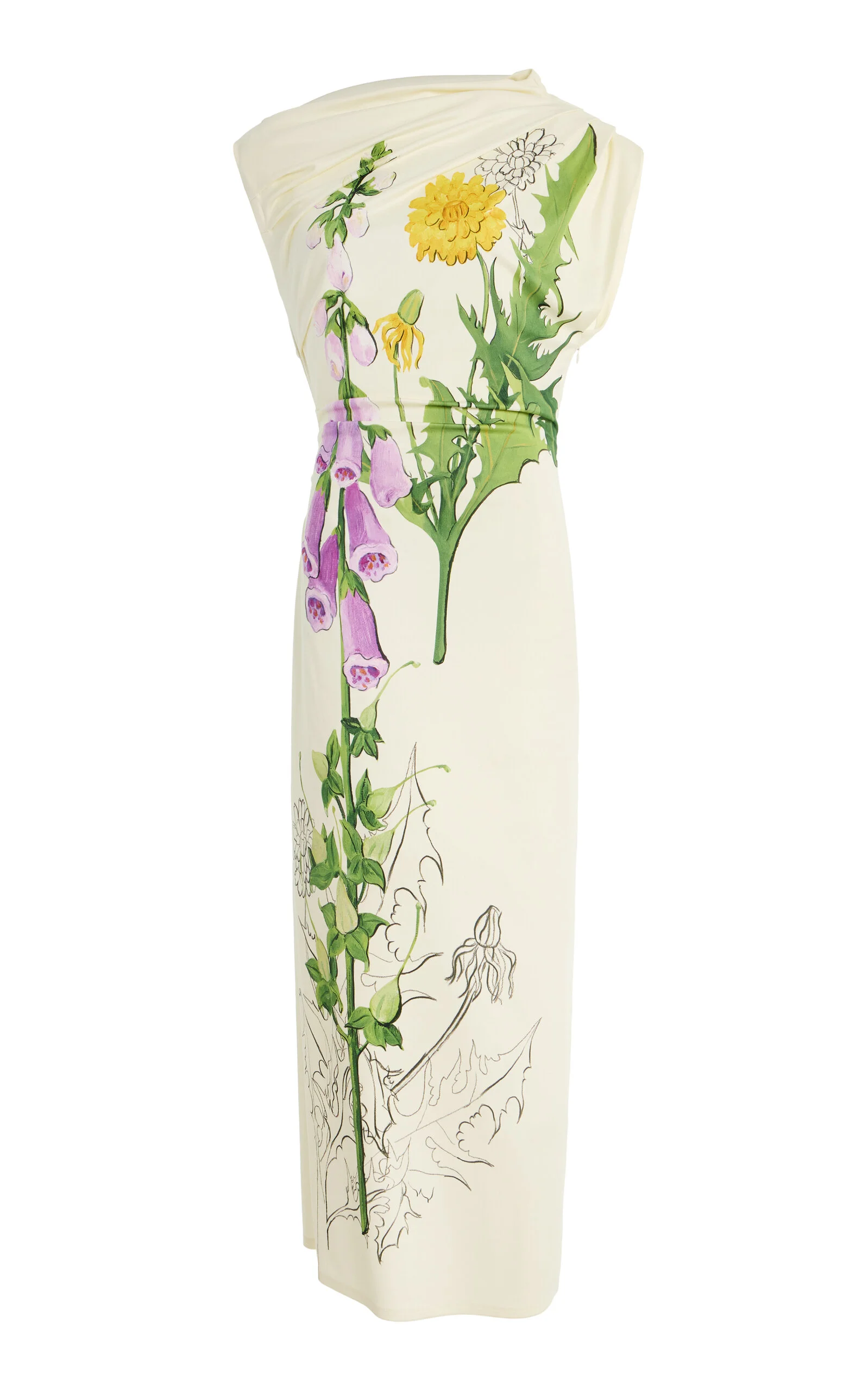 Foxglove-Printed Midi Dress off-white - 1