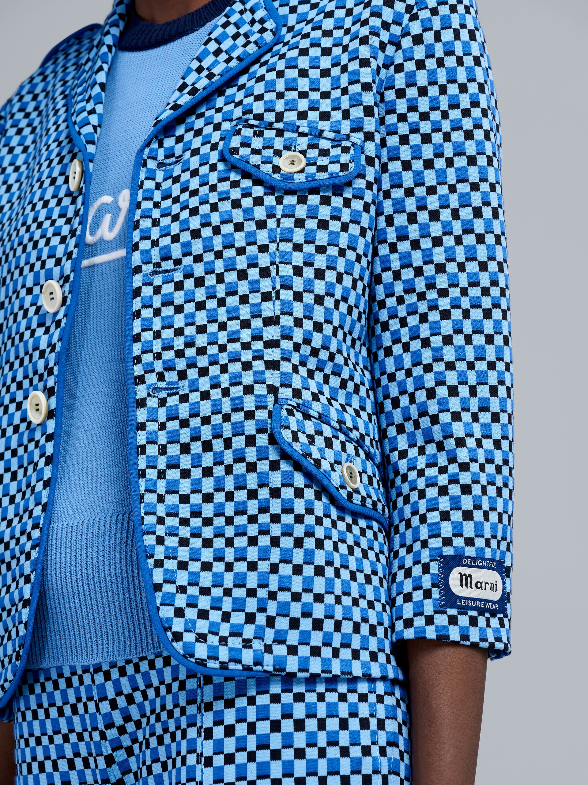 CHECK JACQUARD JERSEY JACKET - 5