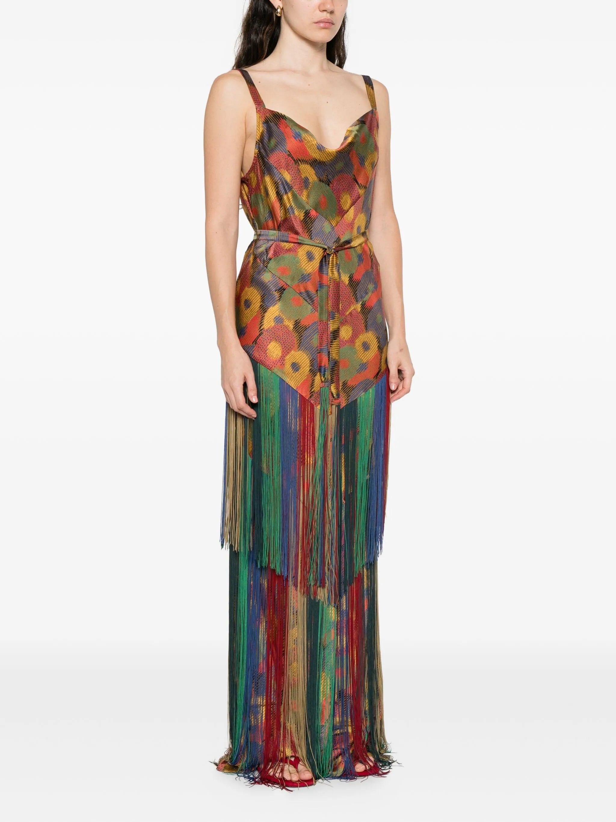 floral-print fringe dress - 3