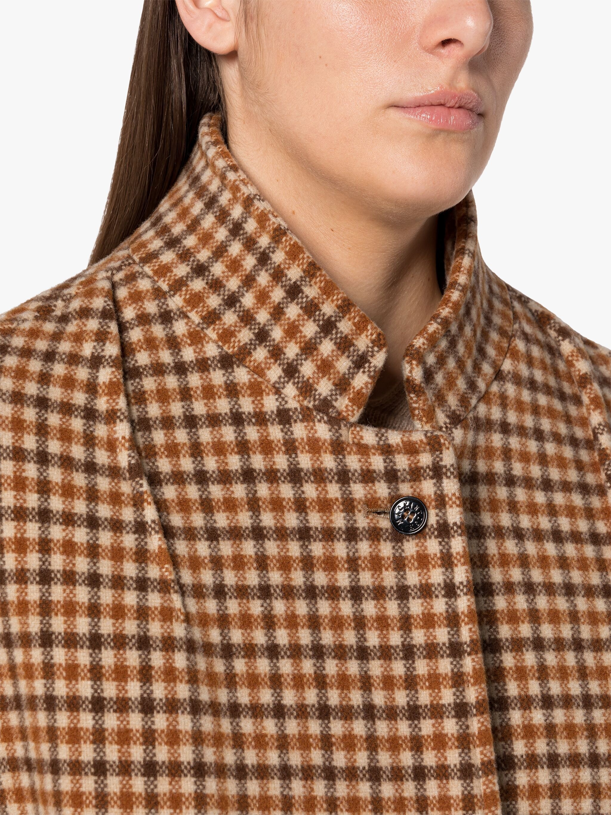 FREDDIE BROWN CHECK WOOL COCOON COAT - 5