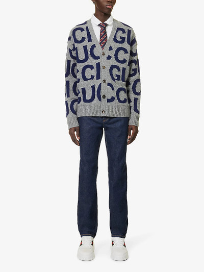 GUCCI Brand-embossed mid-rise straight-leg jeans outlook