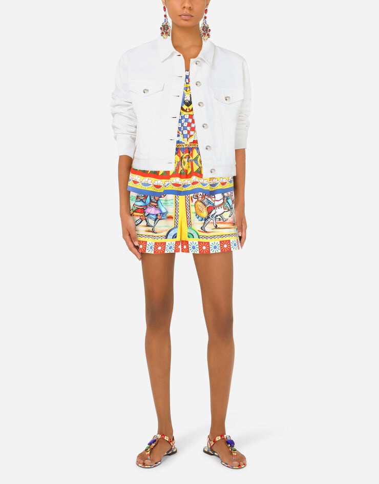 Carretto-print poplin shorts - 6