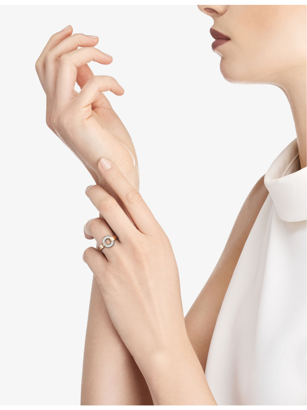 BVLGARI BVLGARI 18ct rose-gold, 0.04ct brilliant-cut diamond and mother-of-pearl ring - 2