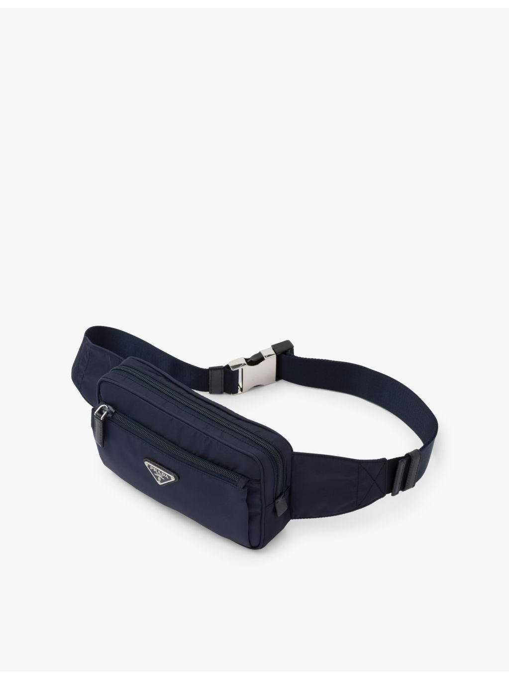 Brand-plaque Re-Nylon and Saffiano-leather belt bag - 7