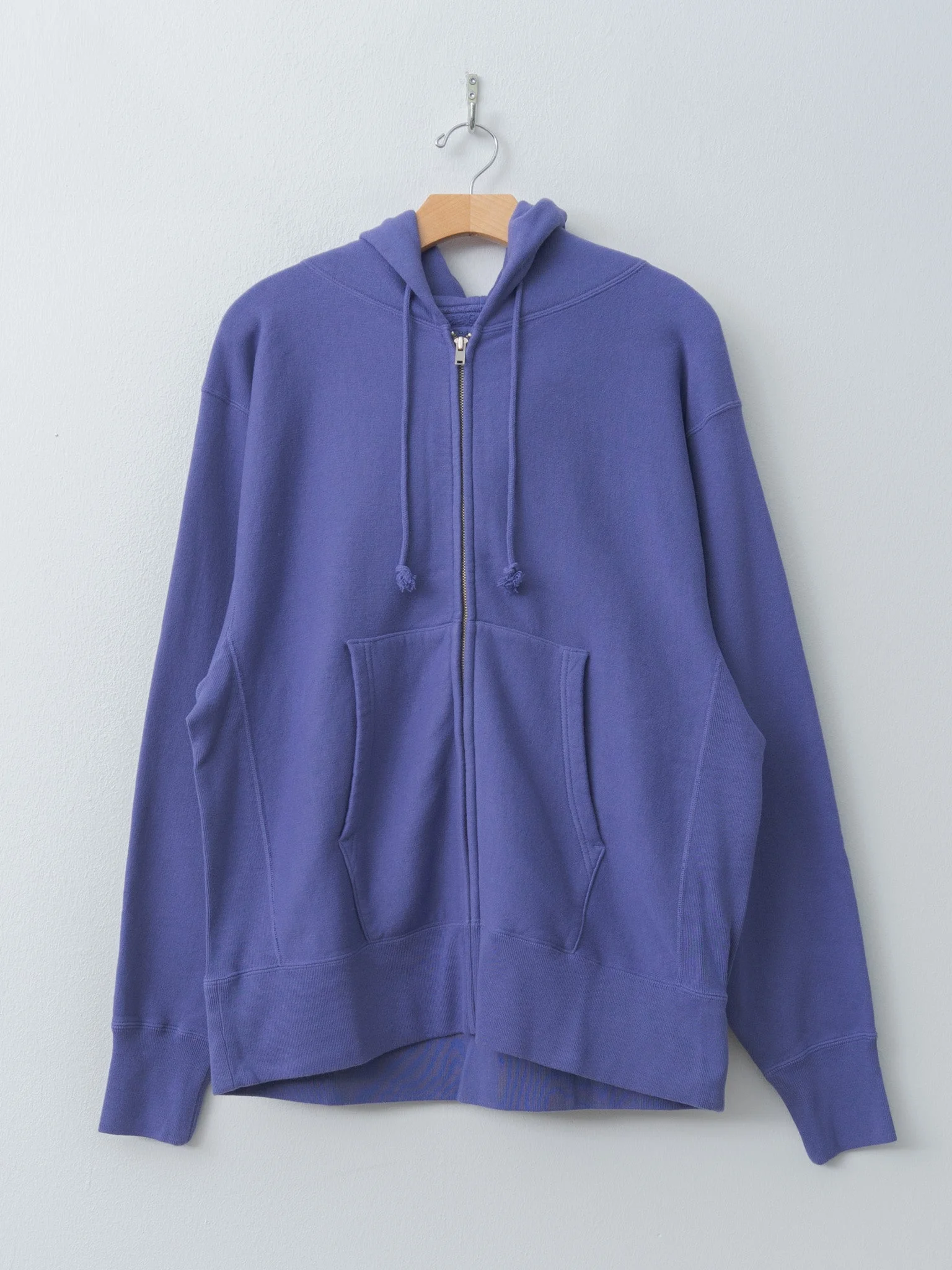 Front Zip Hoodie - Faded Blue, Brown Violet - 1