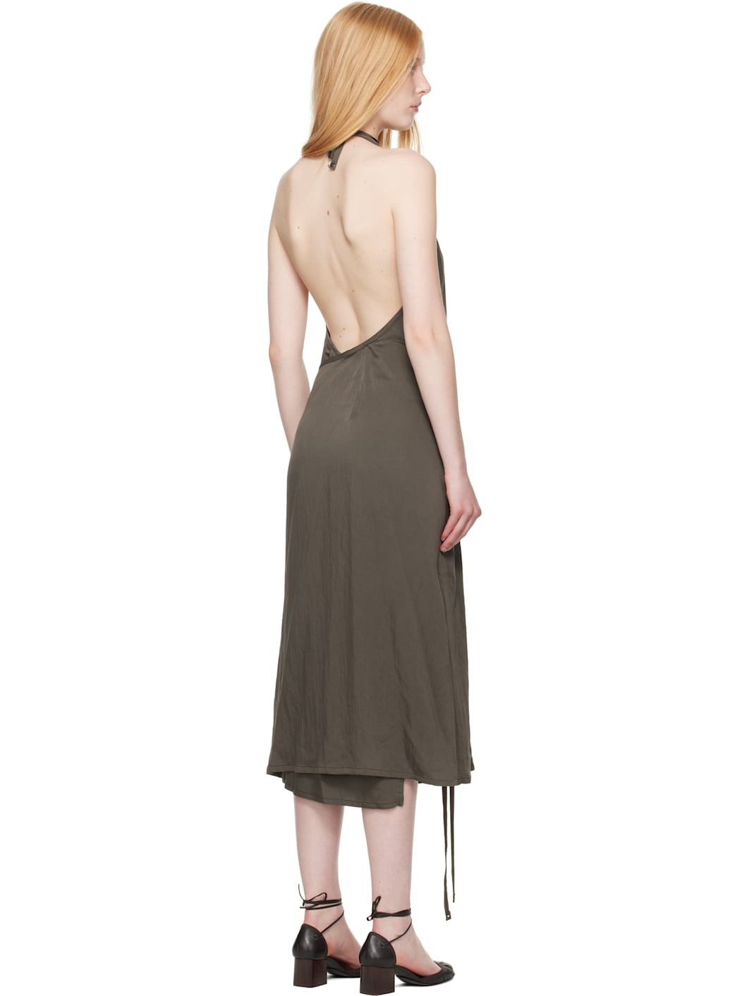 Brown Apron Midi Dress - 3