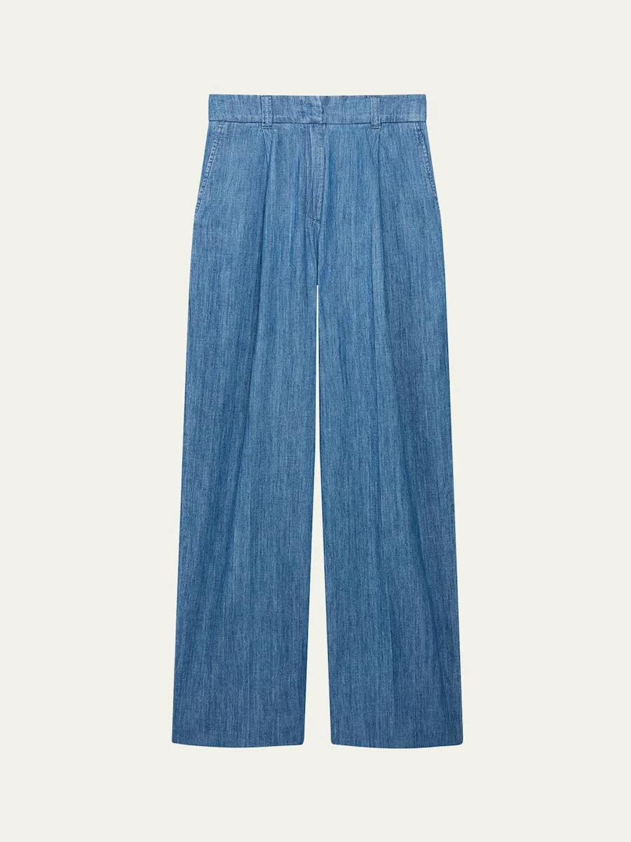 Chambray Wide Leg Pants - 1