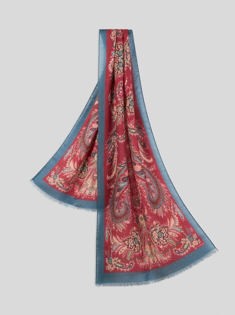 WOOL, CASHMERE AND SILK SCARF WITH PRINT - 1
