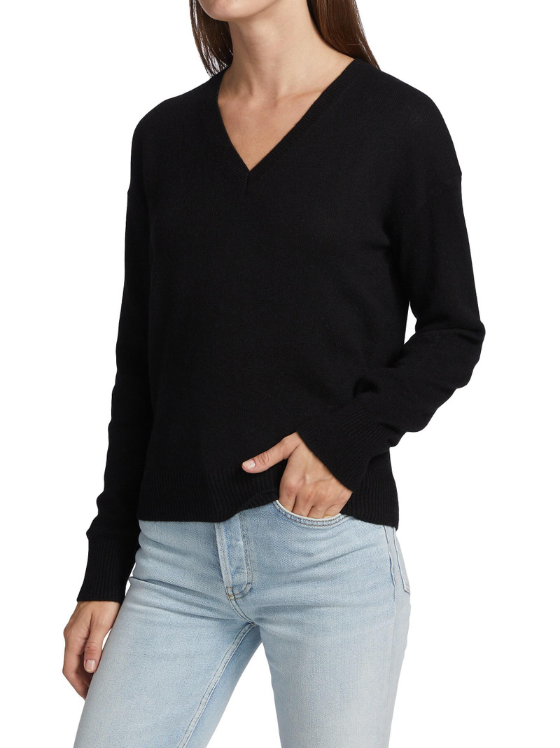 Women's Easy V-Neck Cashmere Sweater - Black 4