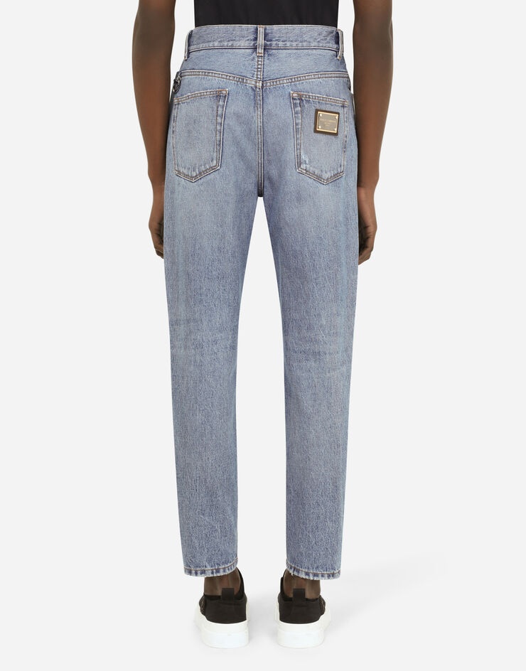 Blue wash high-waisted jeans - 2