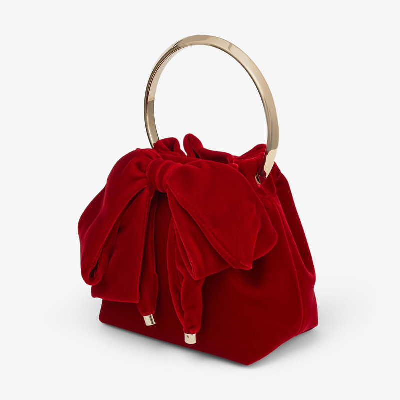 Bon Bon Red Velvet Bag With Bow 6