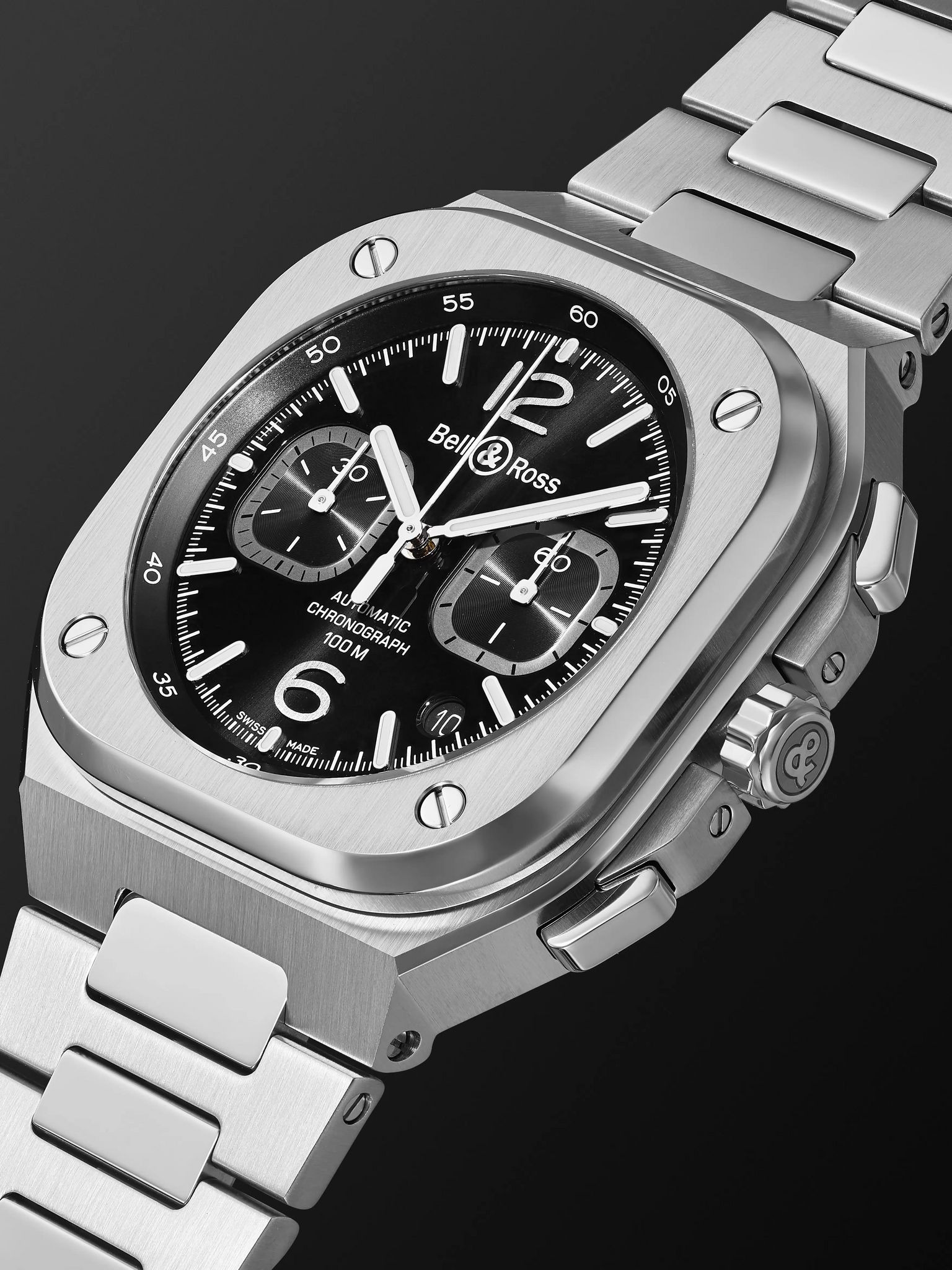 BR 05 Automatic Chronograph 42mm Stainless Steel Watch, Ref. No. BR05C-BL-ST/SST Black - 4