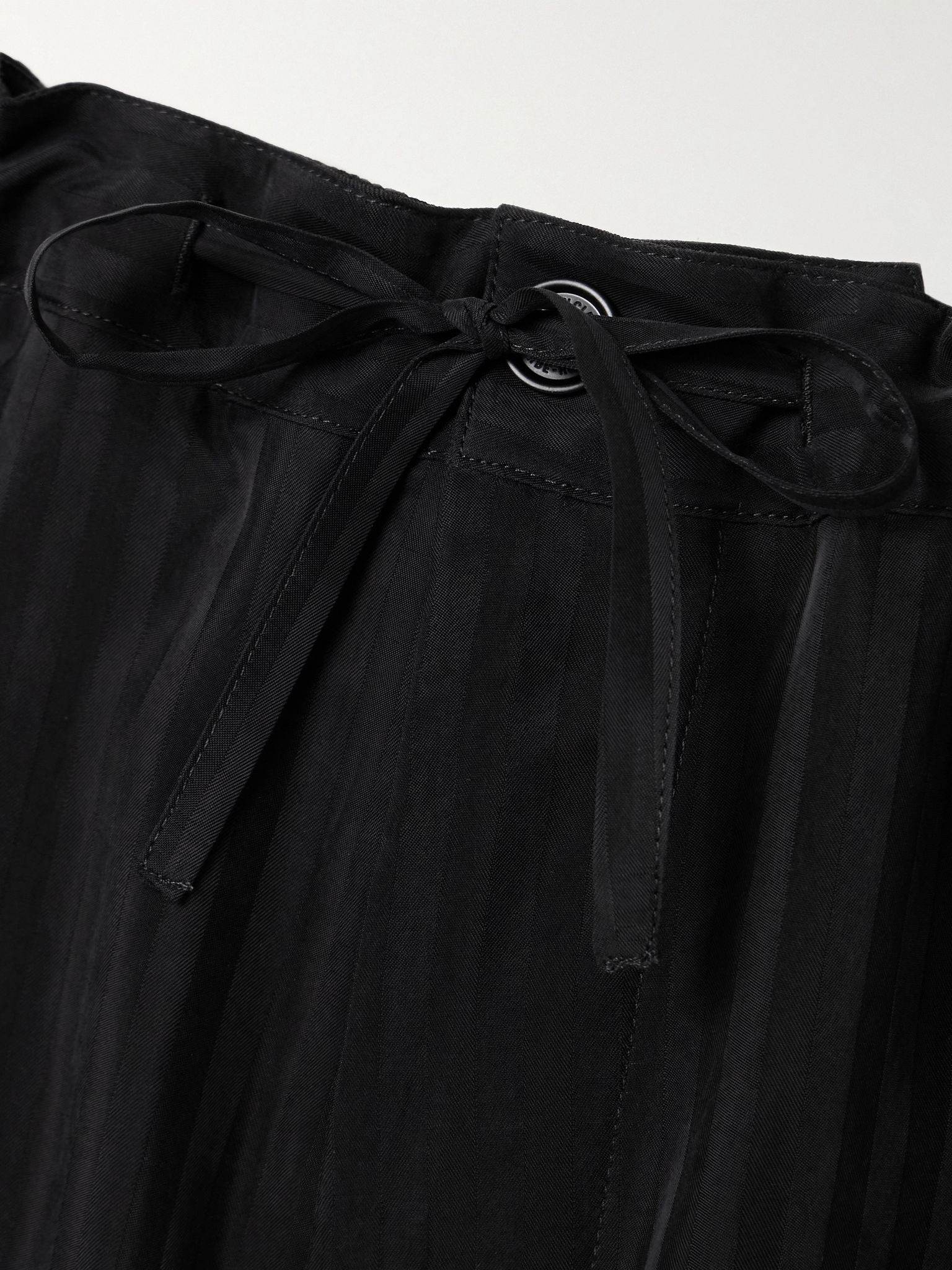 Striped satin-jacquard wide-leg pants Black - 4