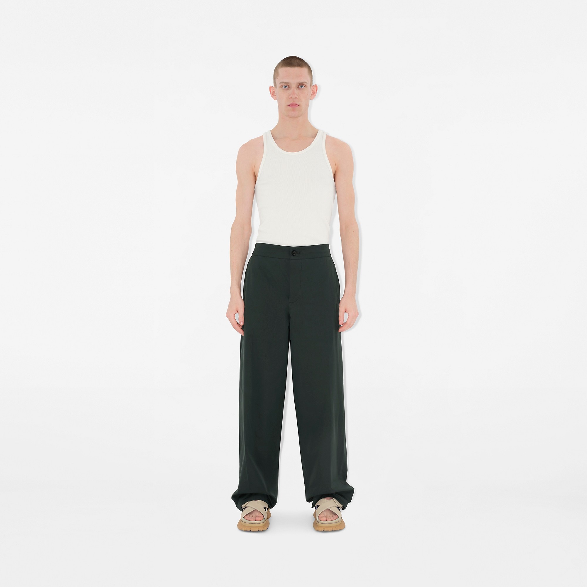 Cotton Blend Tailored Trousers - 2