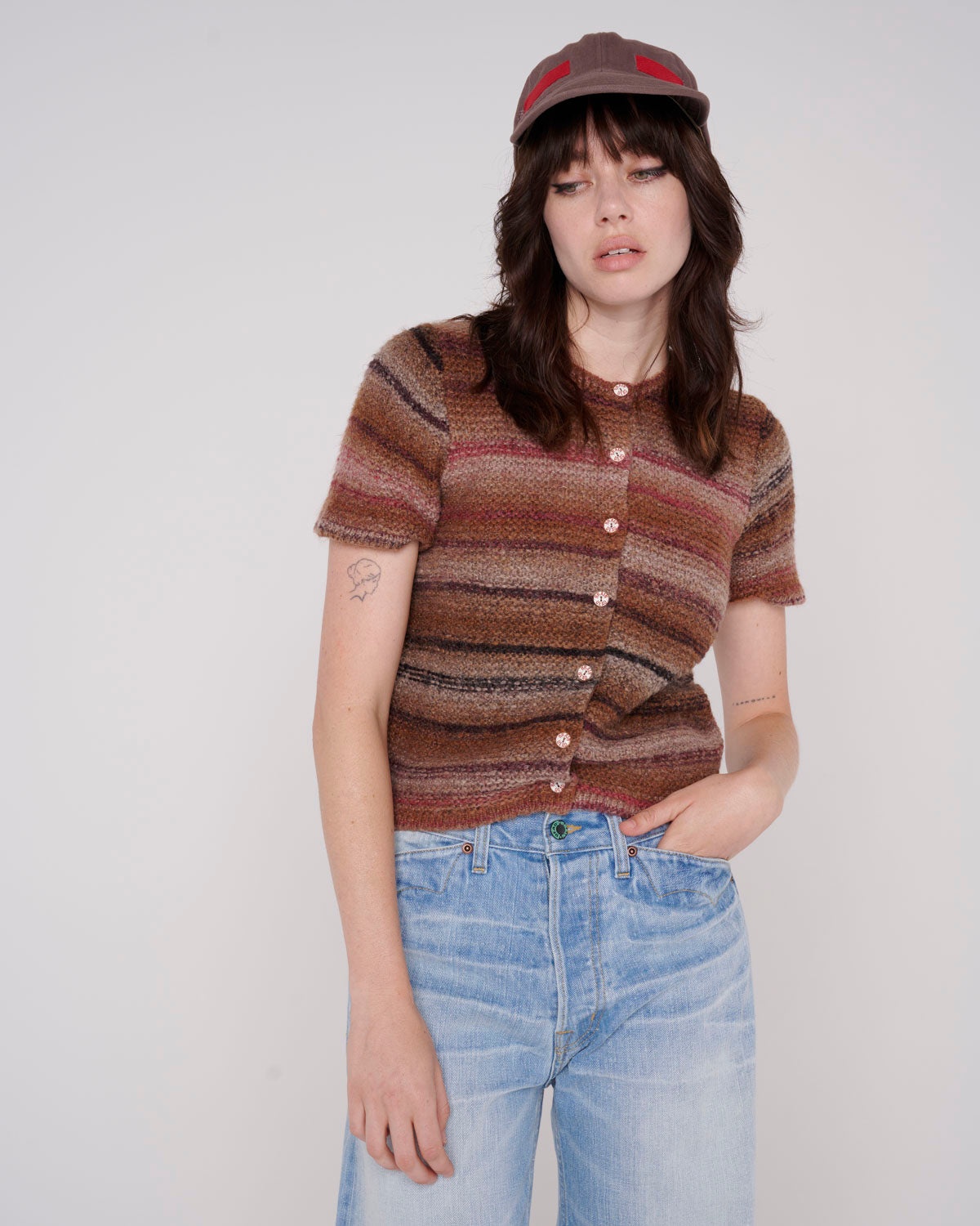 Madera Knit Short Sleeve Sweater - Brown - 4