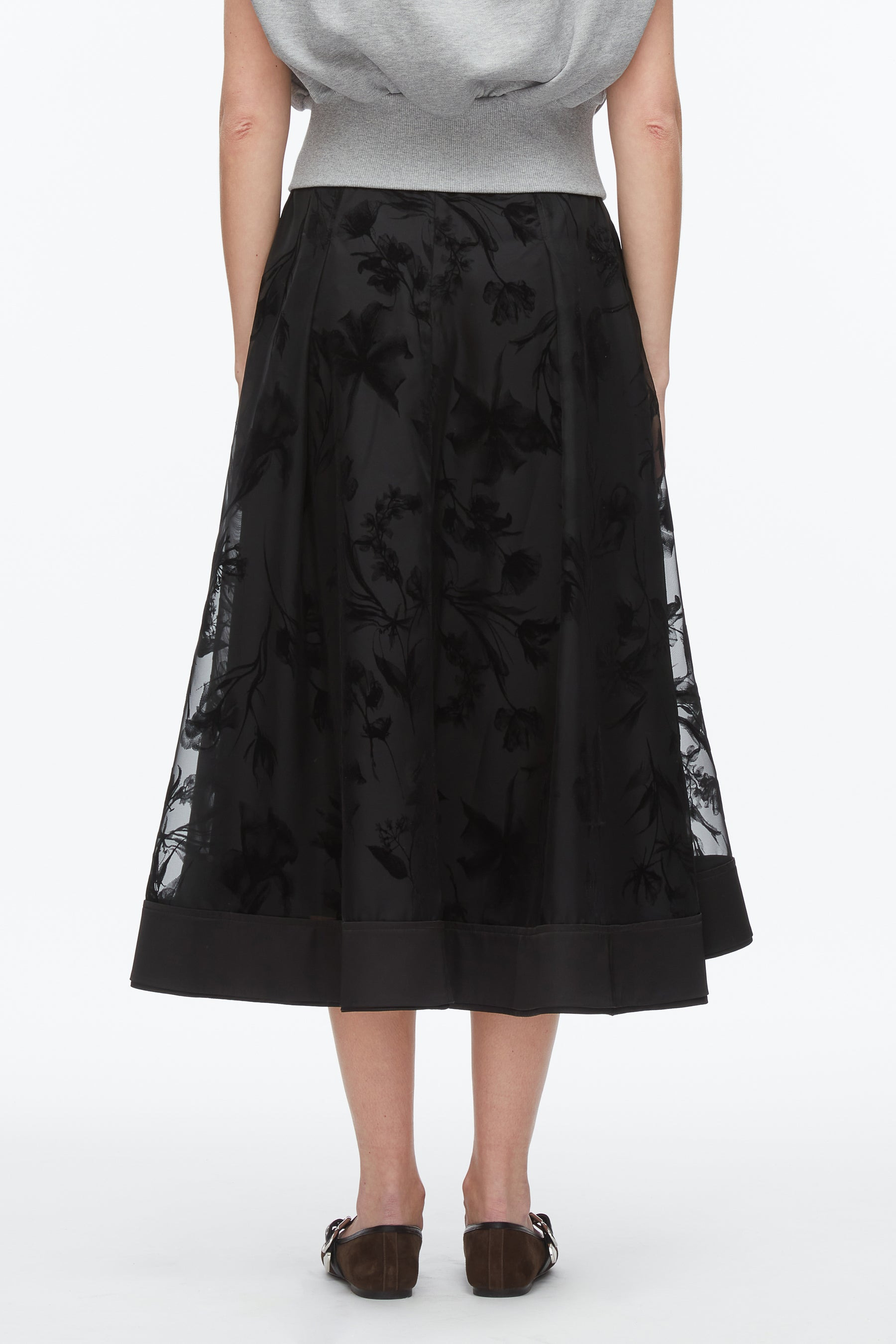 Flocked Organza Midi Skirt - 5
