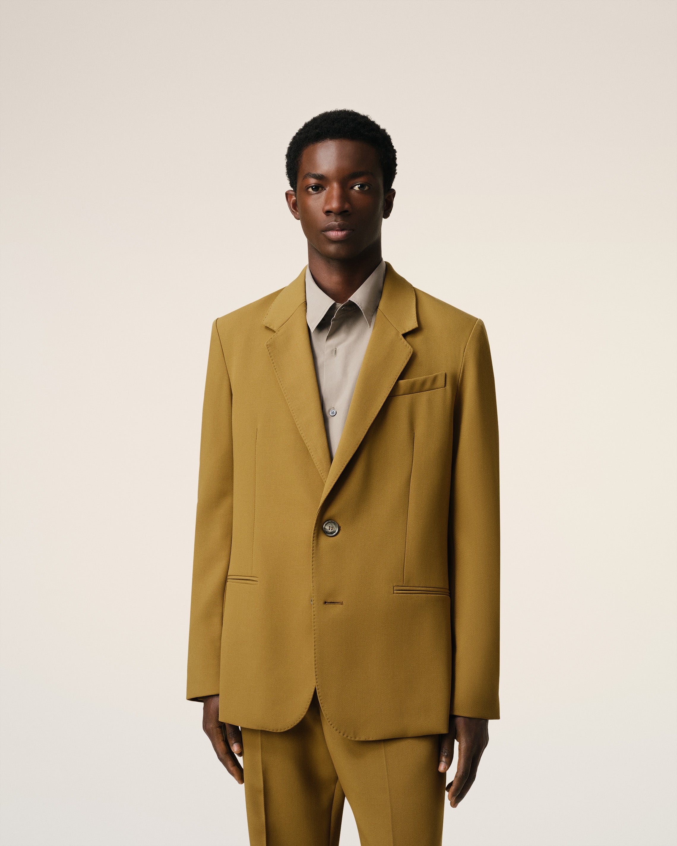 MUSTARD WOOL SEMI-LINED JACKET - 3