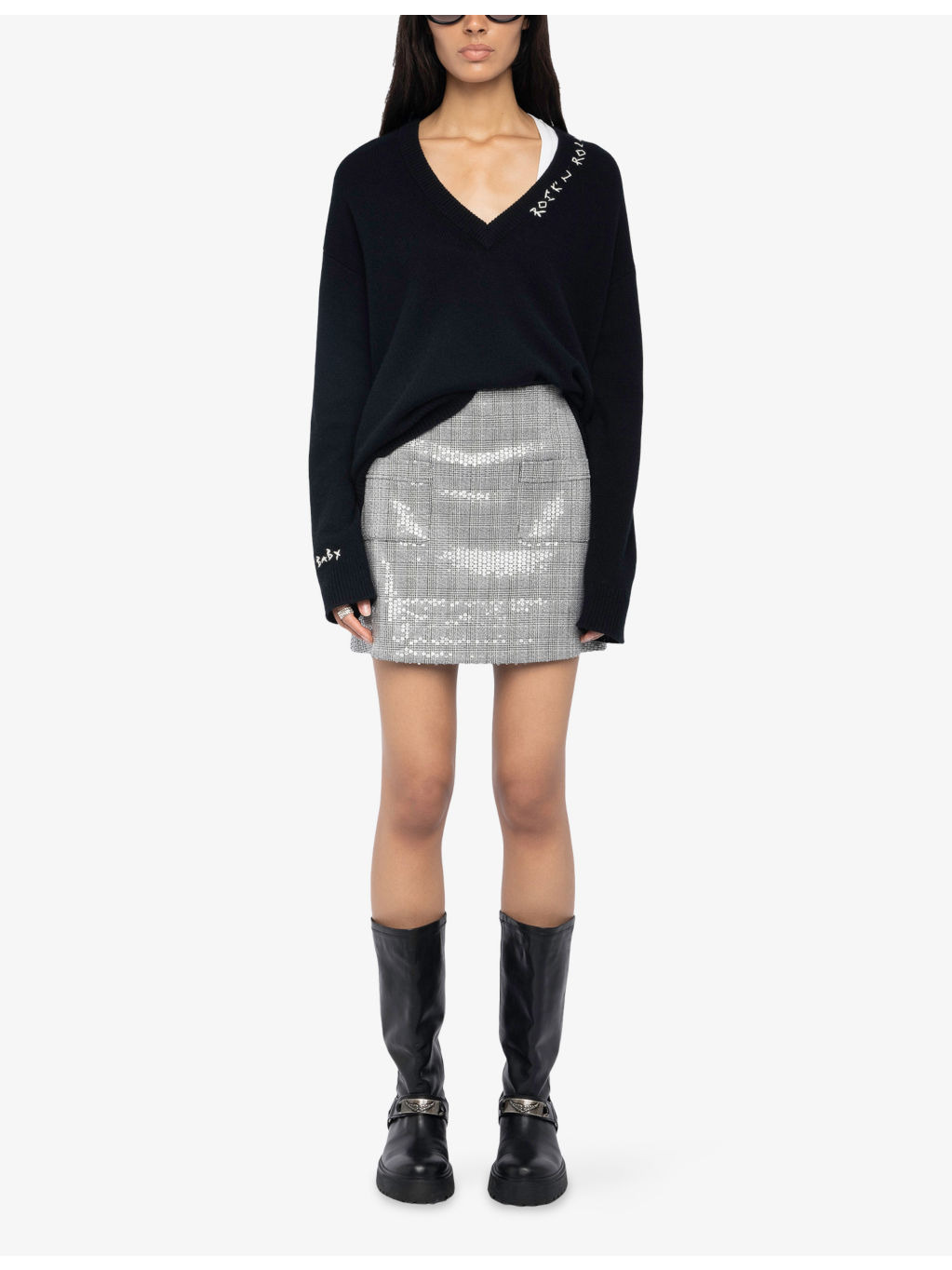 Jamie Sequin-Embellished High-Rise Stretch-Woven Mini Skirt - 2