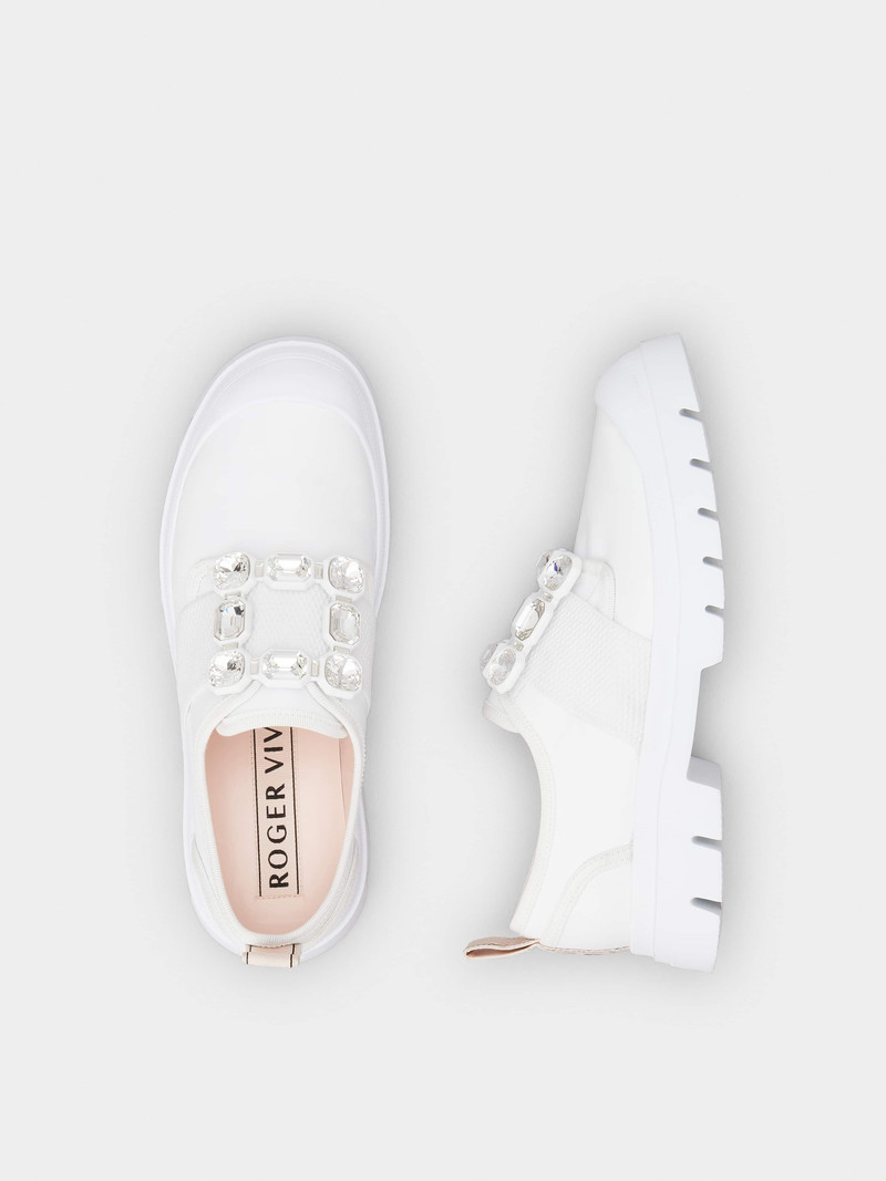 Walky Viv' Strass Buckle Sneakers in Leather 4