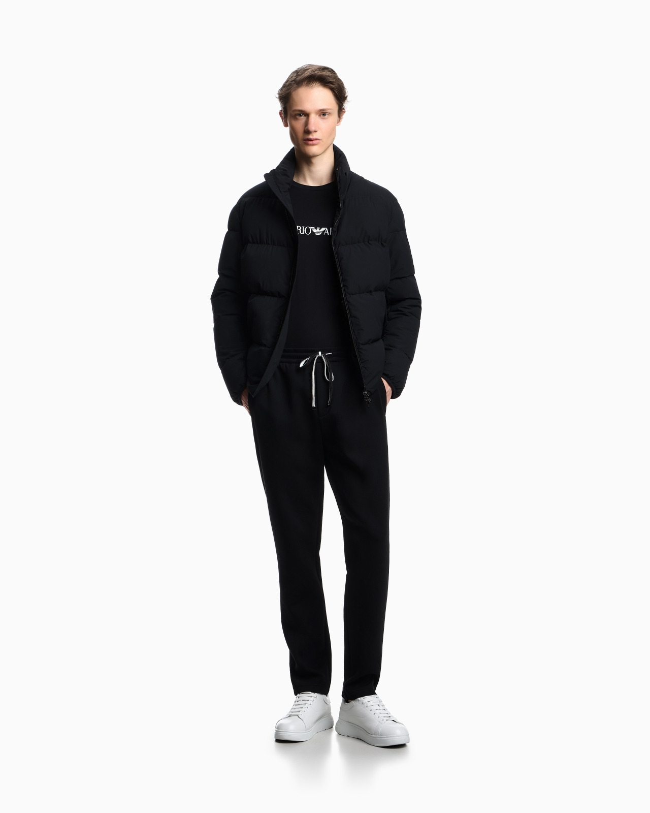 Double-jersey joggers with eagle logo patch - 2