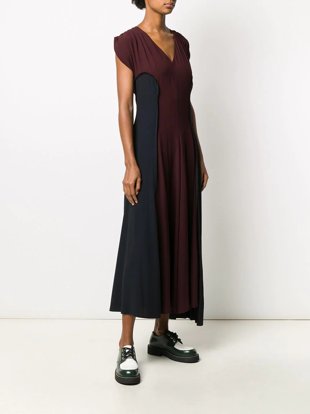 two-tone panelled long dress - 3